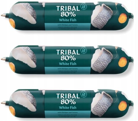 TRIBAL 80% ŚWIEŻE BIAŁE RYBY BEZZBOŻOWA PIES 3X750G