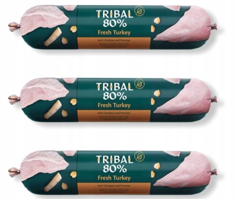 TRIBAL 80% ŚWIEŻY INDYK BEZZBOŻOWA PIES 3 x 750G