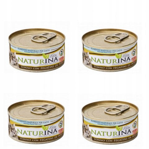 NATURINA ELITE TUŃCZYK Z WĄTRÓBKA KURCZAK 4x70g KOT