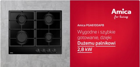 PŁYTA GAZOWA DO ZABUDOWY AMICA PGA6100APB CZERŃ PŁYTA GAZOWA DO ZABUDOWY AMICA PGA6100APB CZERŃ
