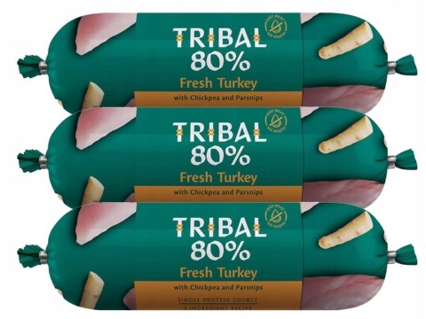 TRIBAL 80% ŚWIEŻY INDYK BEZZBOŻOWA PIES 3 x 300G