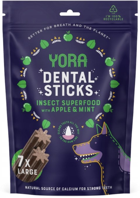 YORA DOG DENTAL STICKS 270 G DUŻA RASA 270G JABŁKO I MIĘTA