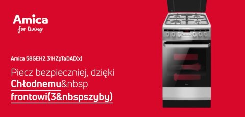 KUCHNIA GAZOWO-ELEKTRYCZNA AMICA 58GEH2.31HZpTaDA(Xx) 65 L Czyszczenie parowe, Grill KUCHNIA GAZOWO-ELEKTRYCZNA AMICA 58GEH2.31HZpTaDA(Xx) 65 L Czyszczenie parowe, Grill