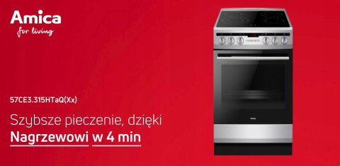 KUCHNIA CERAMICZNA AMICA 57CE3.315HTAQ(XX) 62 L Easy Clean, Grill KUCHNIA CERAMICZNA AMICA 57CE3.315HTAQ(XX) 62 L Easy Clean, Grill