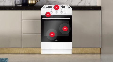 KUCHNIA GAZOWA AMICA 57GGH4.23ZpP(W) 70 L Easy Clean, Grill
