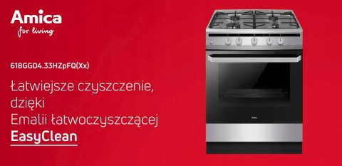 KUCHNIA GAZOWA AMICA 618GGD4.33HZPFQ(XX) 64 L Easy Clean, Grill