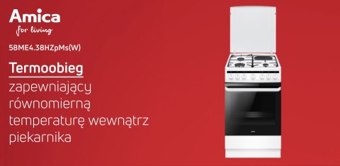 KUCHENKA GAZ-ELEK. AMICA 58ME4.38HZpMs(W) 62 L Czyszczenie parowe, Grill