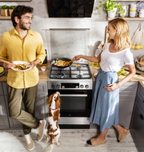KUCHENKA GAZ-ELEK. AMICA 58ME4.38HZpMs(W) 62 L Czyszczenie parowe, Grill