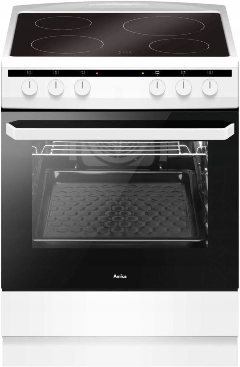 KUCHNIA CERAMICZNA AMICA 618CE3.333HQ(W) 62 L Easy Clean, Grill