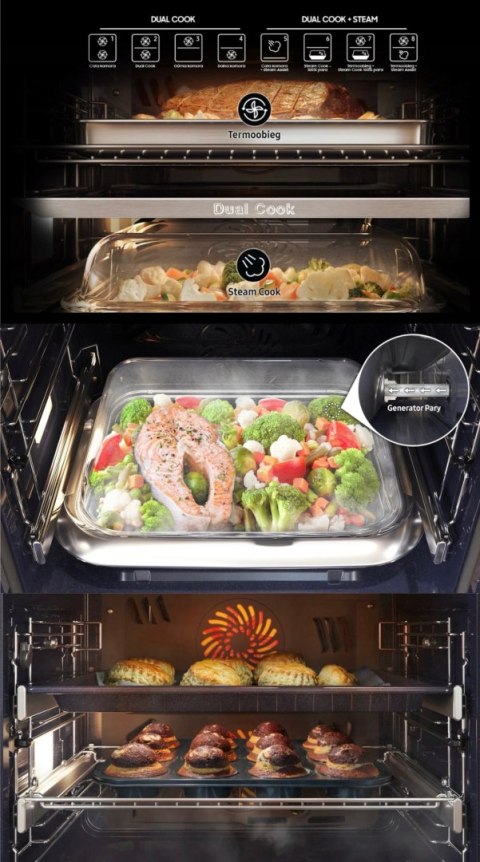 PIEKARNIK DO ZABUDOWY SAMSUNG NV7B6785KAK 76 L Air Fry, Grill, Steam, Wi-Fi