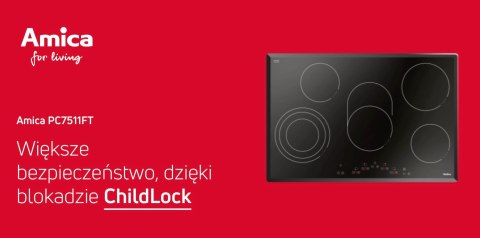 PŁYTA CERAMICZNA DO ZABUDOWY AMICA PC7511FT 78 cm Timer, Heat Control