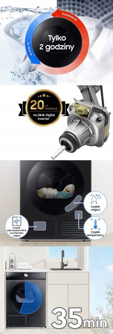 SUSZARKA DO UBRAŃ SAMSUNG DV90DB8845GBU4 9 kg Inverter, Wi-Fi